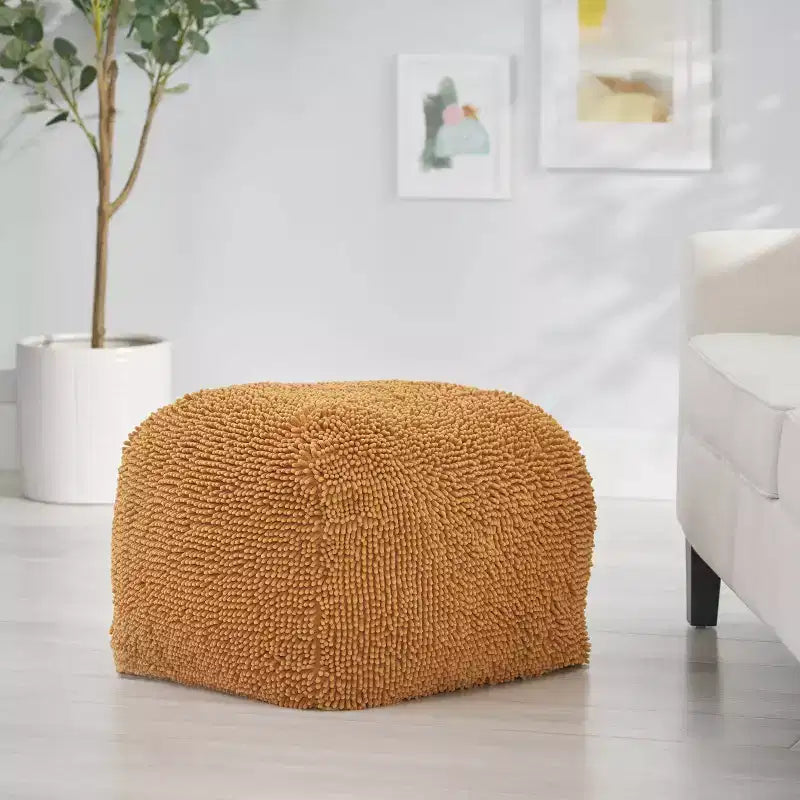 Pouf Ottomano Rotondo Moderno in ciniglia a microfibra