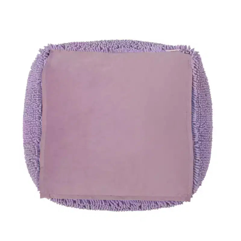 Pouf Ottomano Rotondo Moderno in ciniglia a microfibra