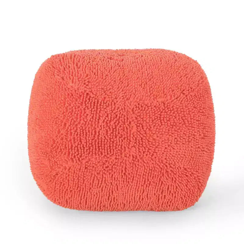 Pouf Ottomano Rotondo Moderno in ciniglia a microfibra