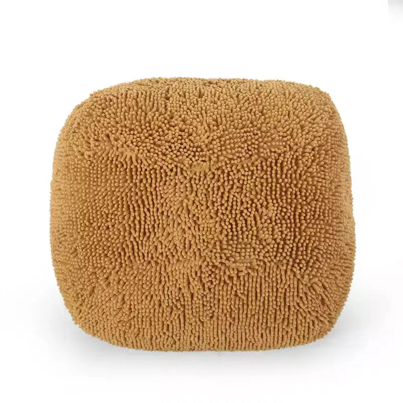 Pouf Ottomano Rotondo Moderno in ciniglia a microfibra
