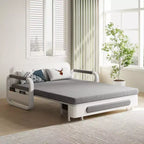 Divano letto convertibile da 50,3" con contenitore – Lino e finta pelle, struttura in metallo