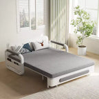 Divano letto convertibile da 50,3" con contenitore – Lino e finta pelle, struttura in metallo