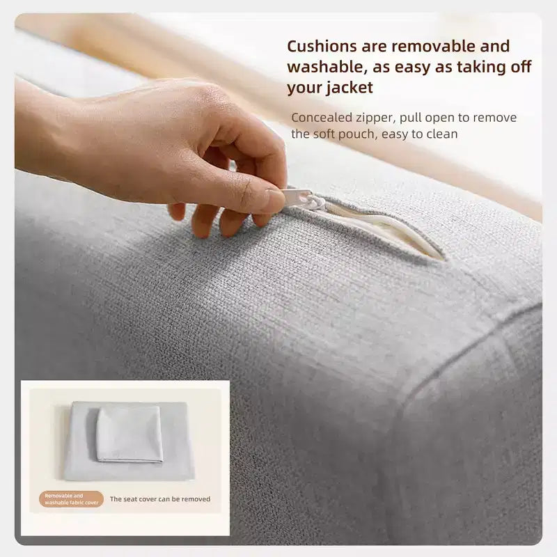 Divano letto convertibile da 50,3" con contenitore – Lino e finta pelle, struttura in metallo