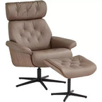 BenchMaster Melia Cocoa Adjustable Swivel Faux Leather Recliner and Ottoman