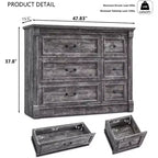 Cassettiera stile rustico a 6 cassetti con dettagli a colonna romana